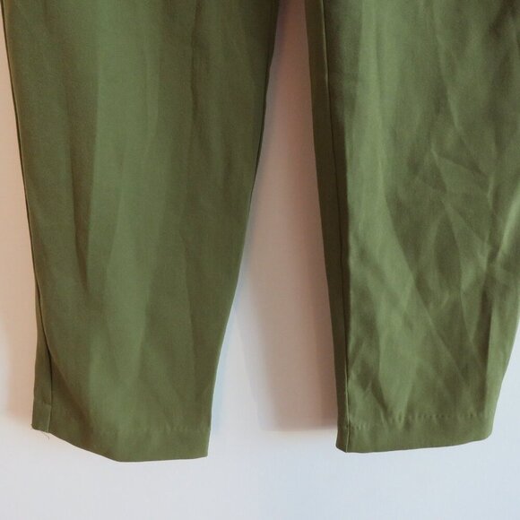 JASON WU High Rise Pleated Crepe Pants in Khaki Green Minimalist - Size US 2 - Picture 5 of 13